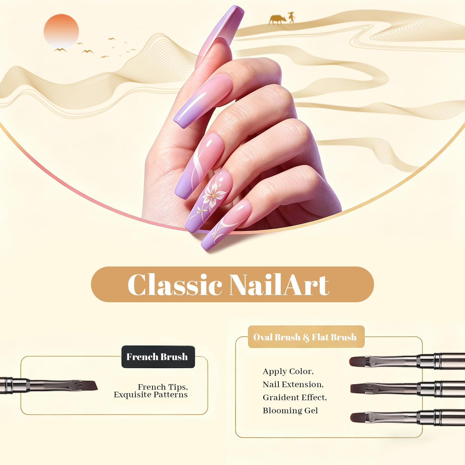 13 Piezas Pinceles para Uñas, Pincel Acrilico Uñas y Kit Uñas de Gel Semipermanentes, Kit Manicura Francesa Semipermanente con Paleta, para Gel de Construcción para Uñas y Pinceles Acrilico