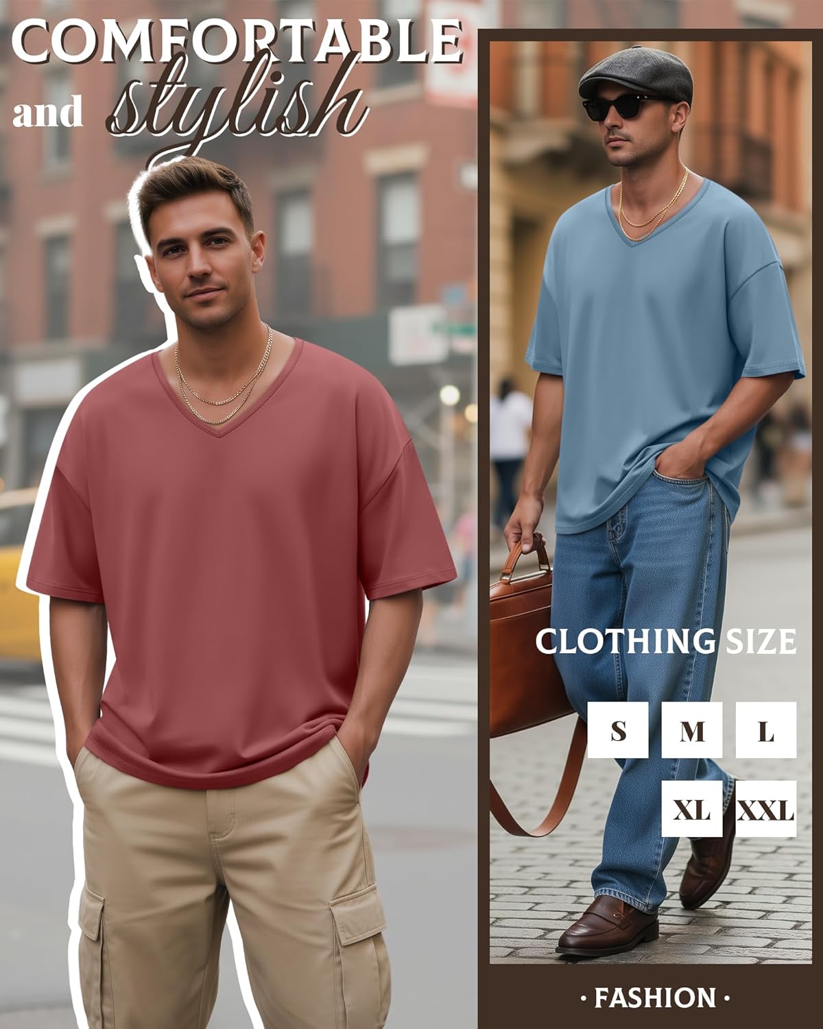3 Pack Men's Oversized T-Shirts Baggy Short Sleeve Shirts V Neck Loose Fit Summer Basic Tees Casual Workout Tops - Image 4