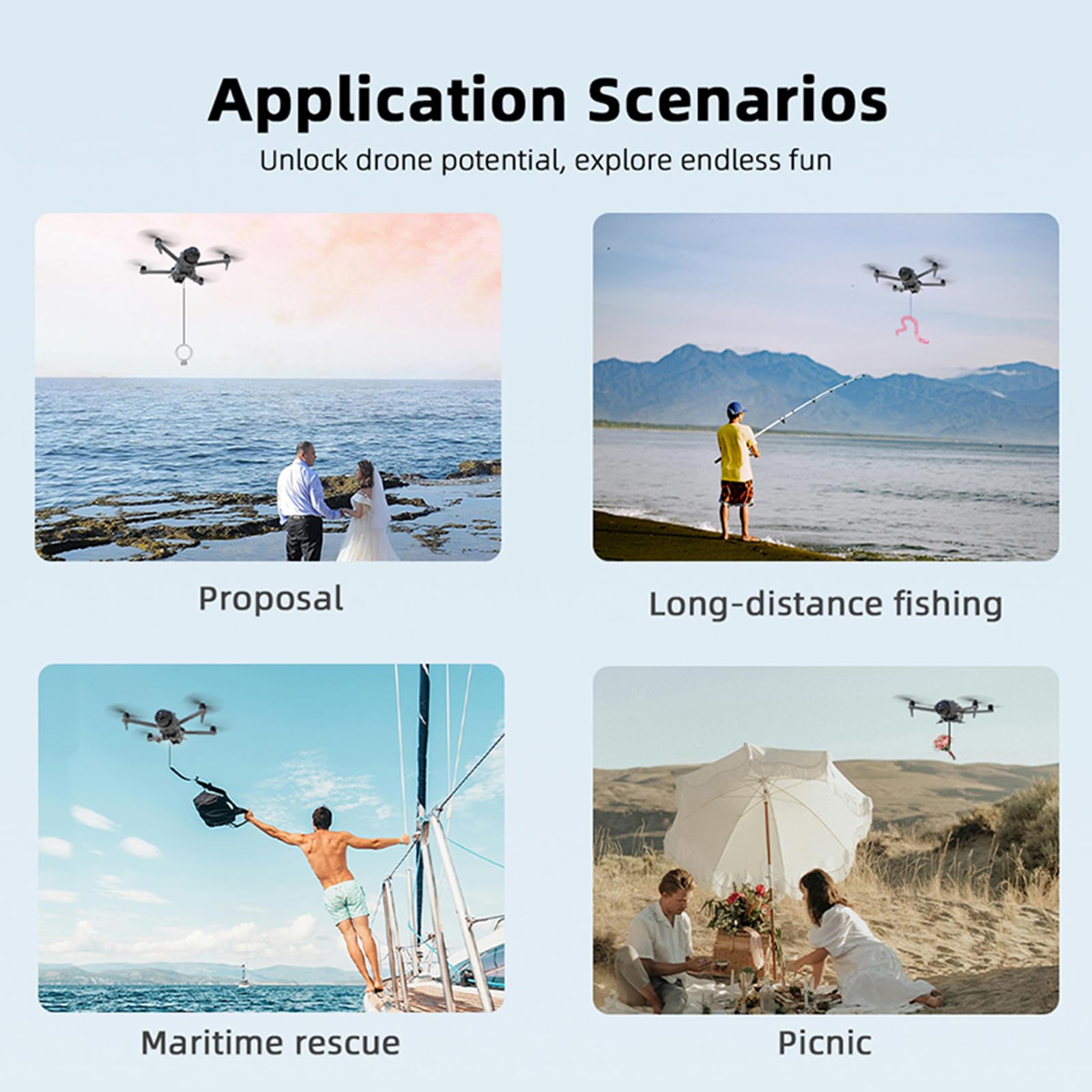 Drone Airdrop System con carrello di atterraggio per DJI Mavic 4 Pro, Payload Release Delivery Drone Trasporto Dropping Anello nuziale Lanciatore Regalo Esca da pesca Clip Accessori di