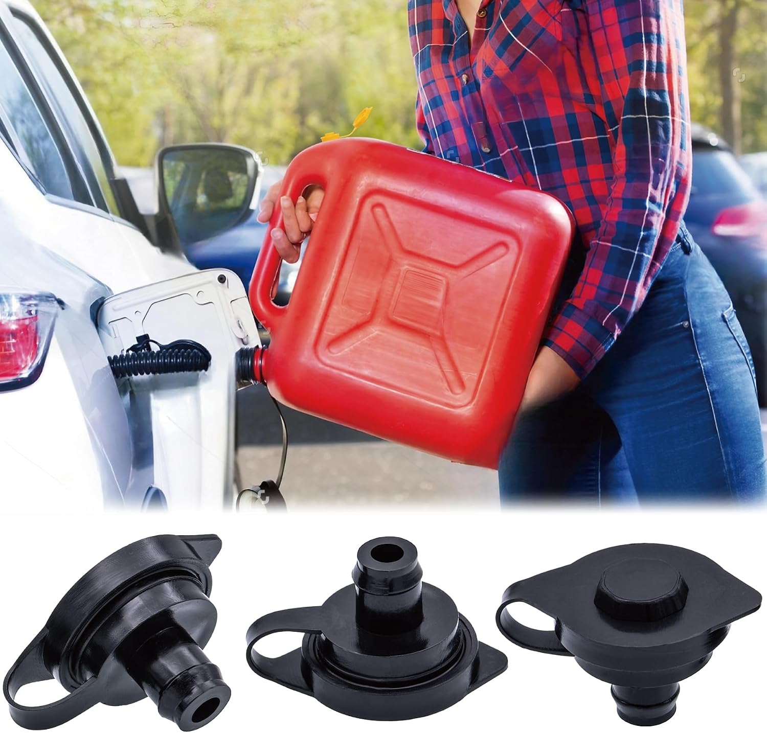5 PCS Small Universal Can Vent Cap, Can Vent Cap Replacement Flexible Pour Nozzle Gasket Stopper Vent Cap Collar Caps, Compatible for Most of The Cans Old Style Water Gas Jug (Black) thumbnail