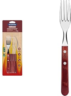 Tramontina Steakgabel Set "Gaucho", 6-teilig, Edelstahl, Holzgriff rot, FSC