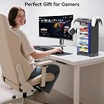 Tour de stockage de jeux vidéo avec support de contrôleur, support de jeux pour PS5/PS4/Xbox/NS 2, Organisateur de jeux vidéo pour 20 Disques verticaux & Plateau de disque horizontal, Accessoire de jeu