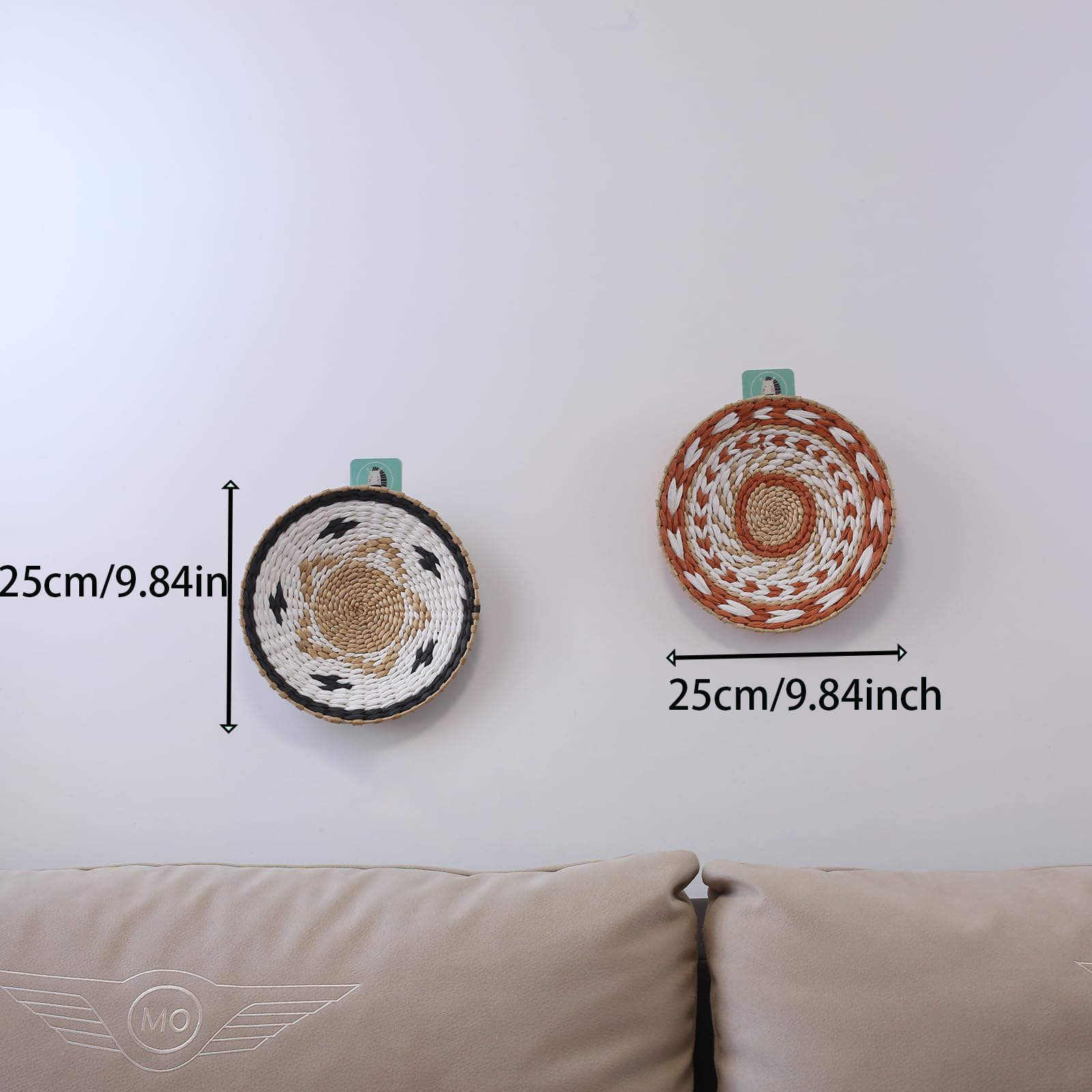 Cesto Appeso Bohémien In Paglia - Decorazione Parete Handmade, Rotondo, Per Casa O Hotel, Set Decorativo - Foto 6