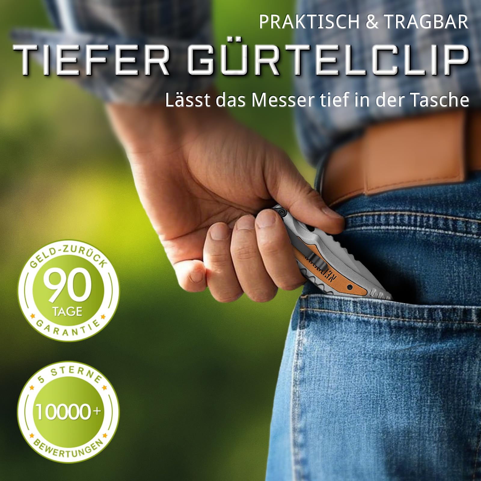 NedFoss DA169 Afilada navaja plegable, 8Cr14MoV acero navaja de bolsillo con clip, adecuada para camping, senderismo y otras actividades al aire libre