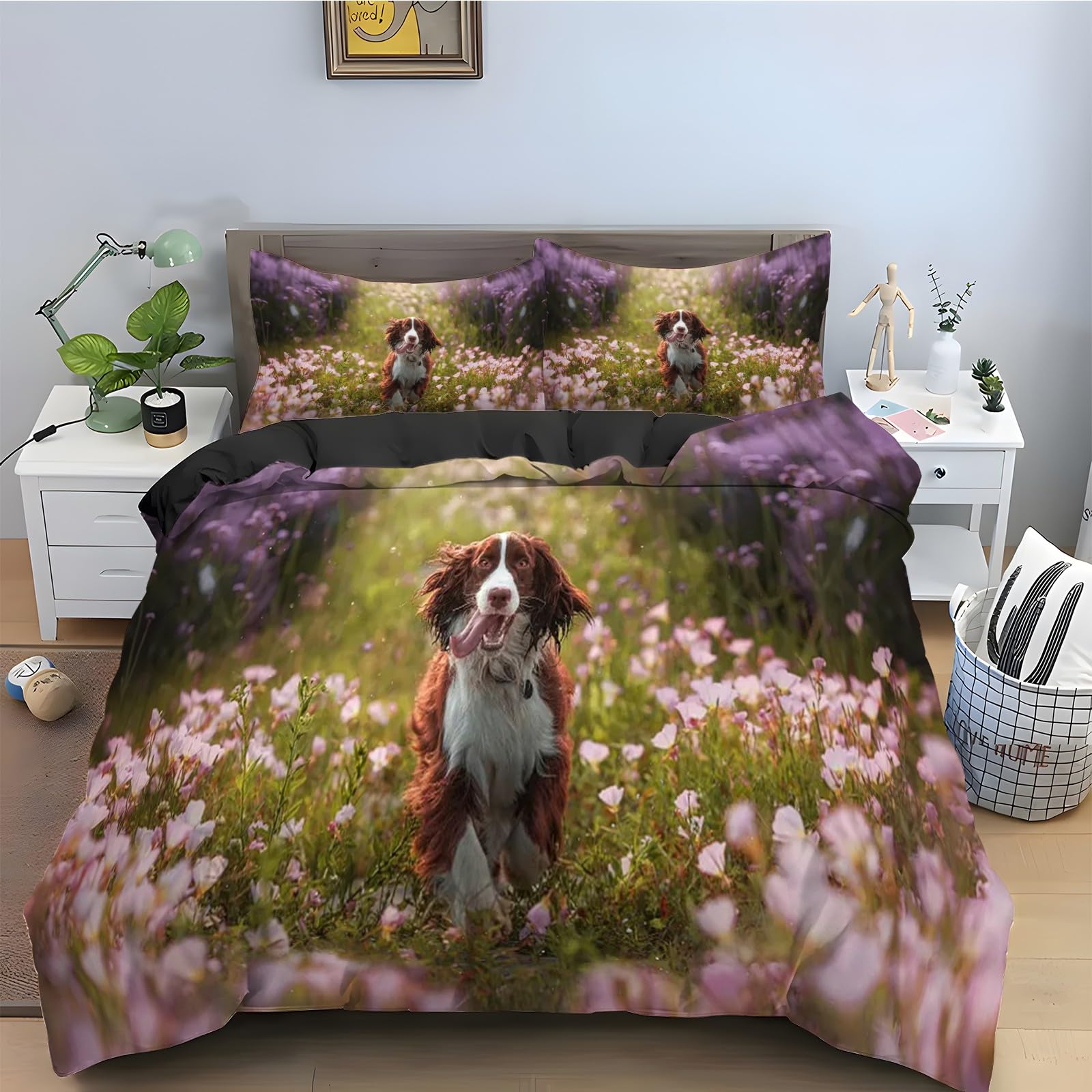 Ensemble de literie 3 pièces housse de couette 160x200 finition microfibre premium douce