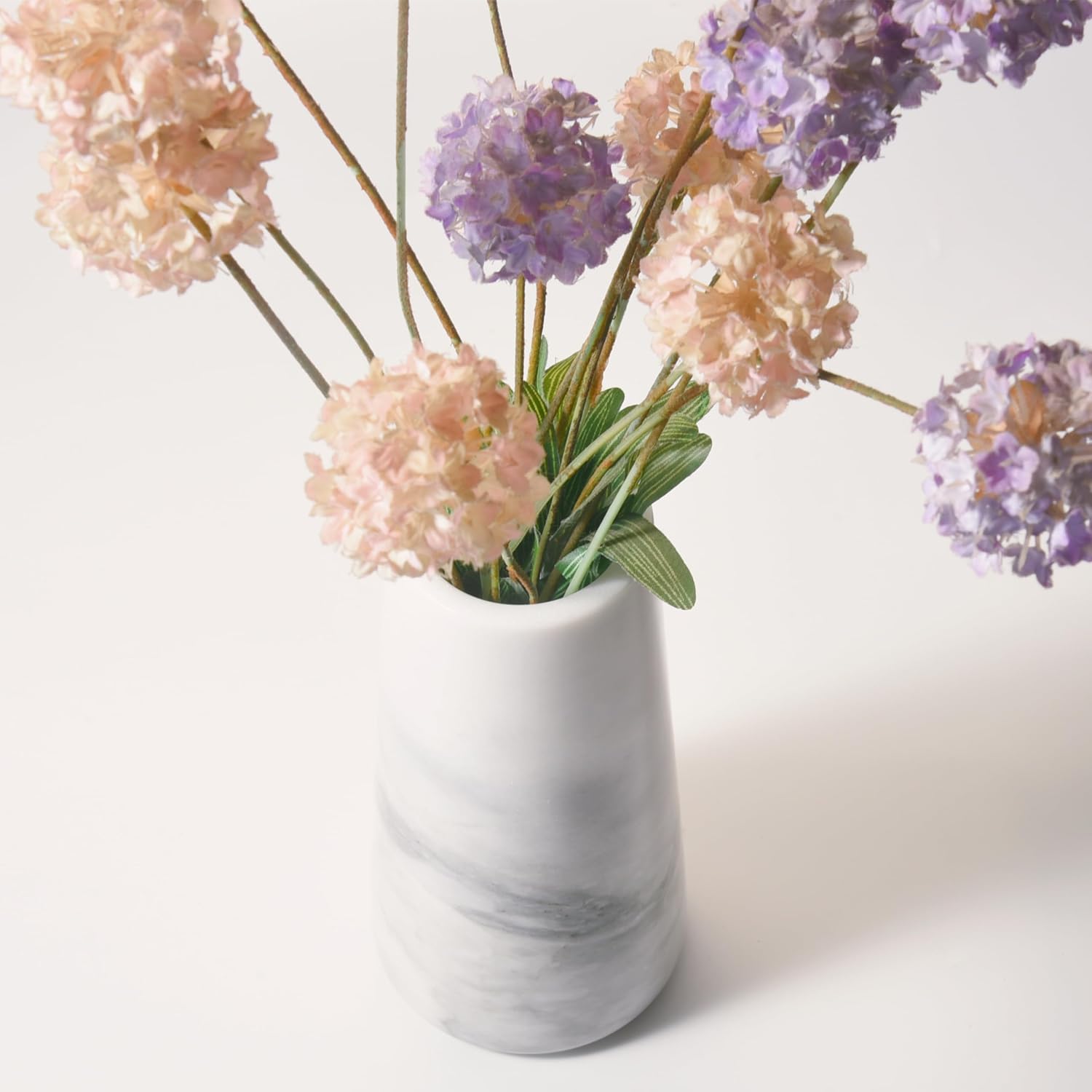 A Grade Natural Marble White Flower Vase, Finely Polished Stone, Decorative Modern Floral Vase, Concisely Designed Centerpiece, Bedroom, Office Wedding (Cylinder)