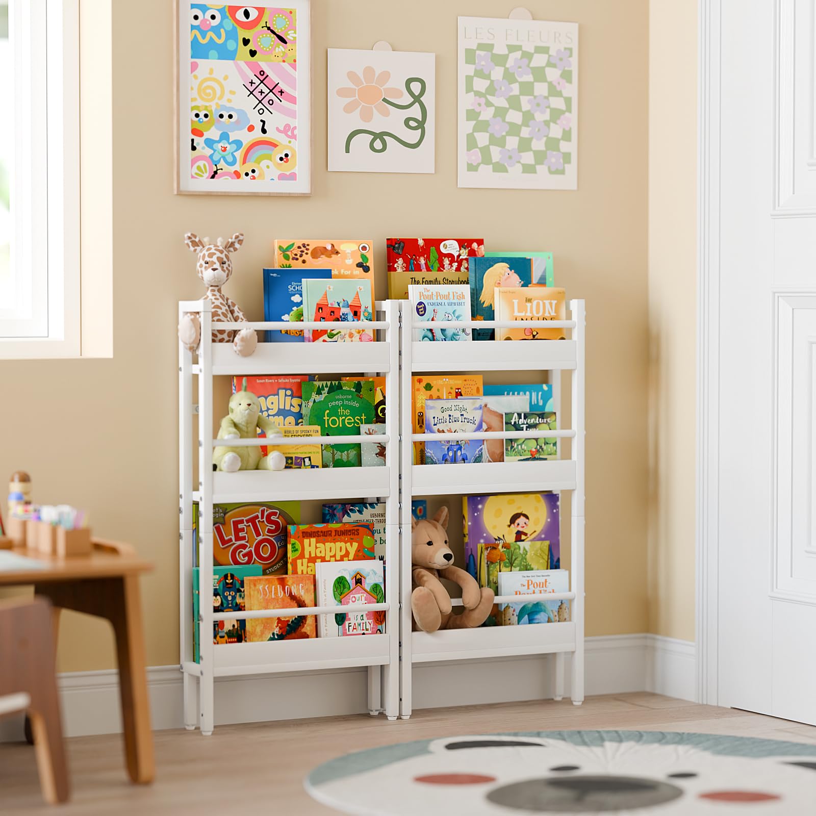 HAVLOTII Libreria per bambini – Scaffale a parete a 6 ripiani per la camera dei bambini, libreria dietro la porta per neonati/bambini, scaffale angolare da parete per camera da letto/asilo, organizer