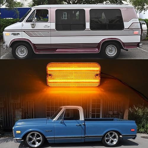 Miniatura 5 de Luces de posición laterales LED de repuesto para camionetas Chevy CK 1968-1972 1968-1995 Serie G G10 G20 Van ámbar delanteras y traseras rojas luces