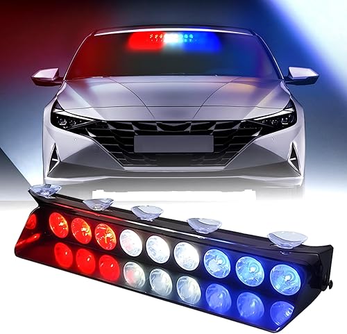 Miniatura 1 de Luz estroboscópica de emergencia para tablero de 9 LED, luz estroboscópica de emergencia con 18 patrones intermitentes con ventosas para