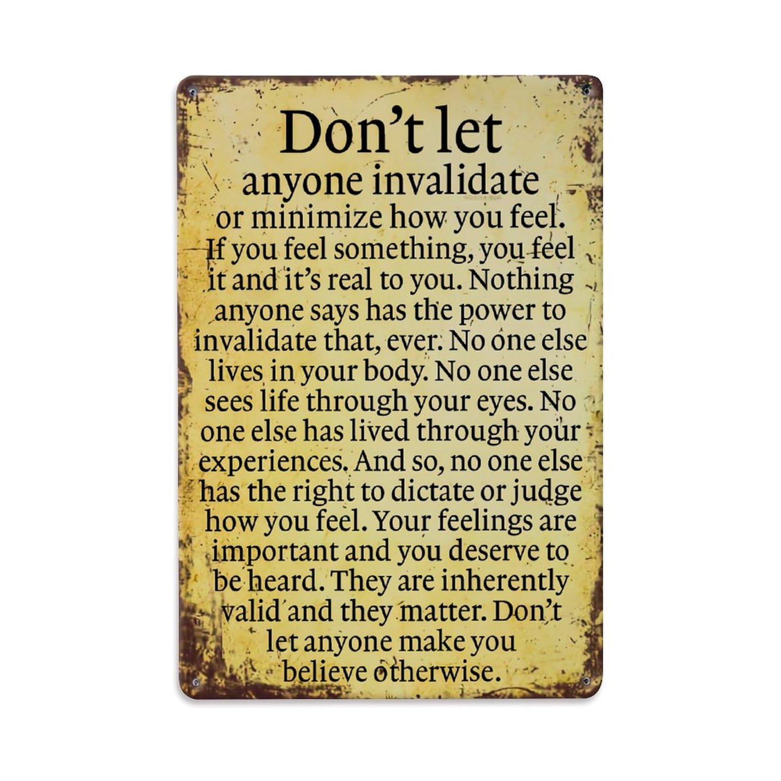 Jdyaojiesheng Vintage Textured Background With Inspirational Quote Tin Sign Retro Metal Wall Decor Metal Poster, Home Bar Garage Farmhouse Cafe Wall Art Decoration 8X12inches