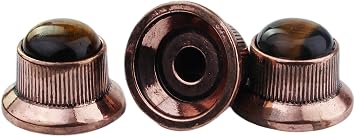Guyker Top Hat Guitar Bass Potentiometer Control Knobs with 6mm Dia. Shaft Pots - 3PCS Zinc alloy Bell Speed Tone Volume Knob Replacement Part, (Tiger-Eye Top, bronze)
