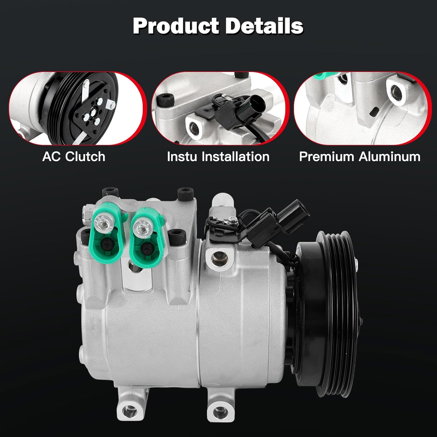 cciyu Air Conditioning Compressor Fit for Hyundai Accent 1.6L 2001-2005 AC Compressor Pump