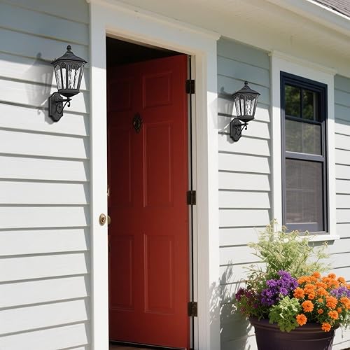 Miniatura 8 de Luces solares de pared para exteriores, iluminación exterior montada en la pared con control remoto, apliques solares LED del atardecer al amanecer,