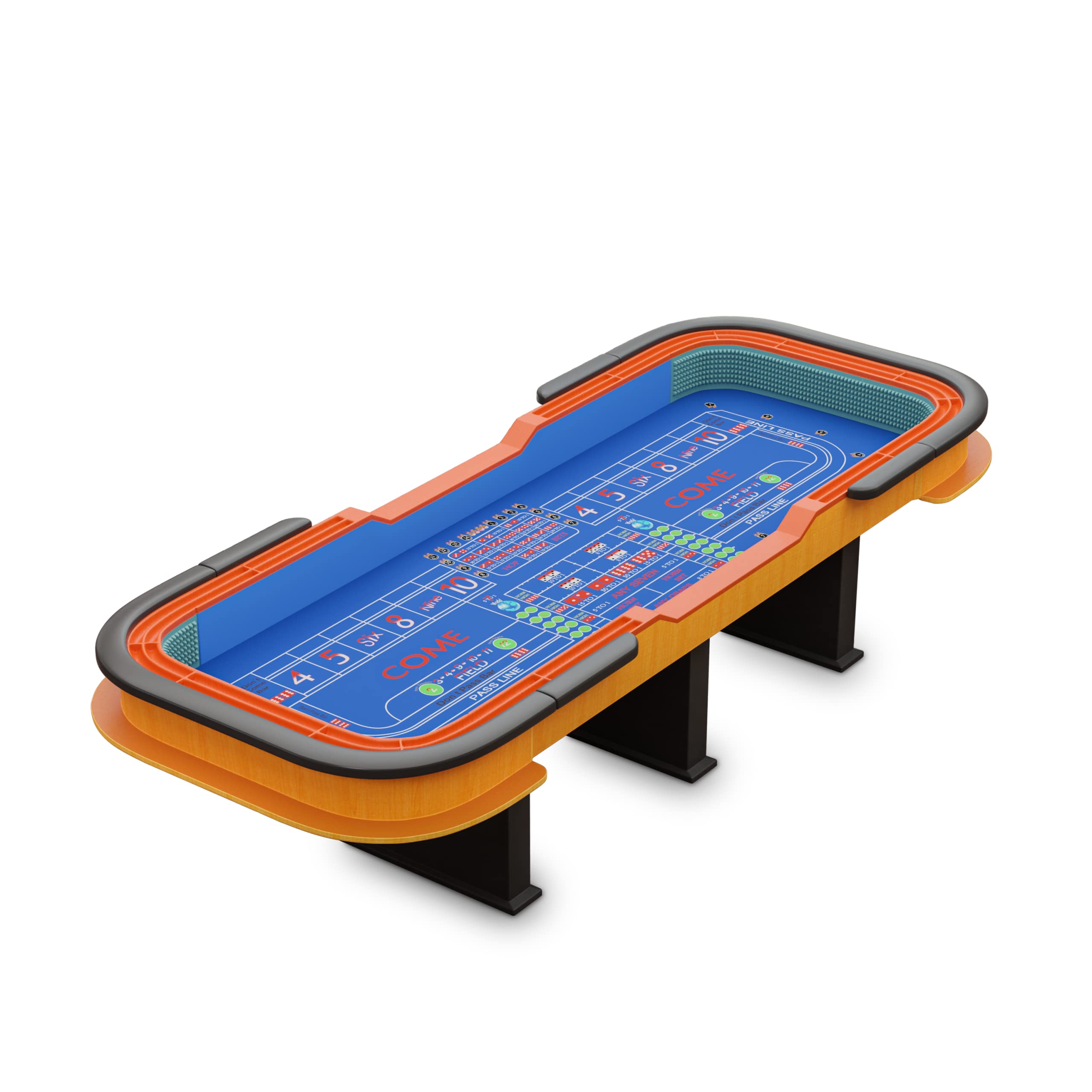 INO Design 136" 12 Feet Deluxe Craps Dice Blue Felt Luxury Casino Game Poker Table with Diamond Pyramid Bumper Rubber(Incomplete)