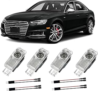 Set of 4 Car Door Light Projector Logo Audi Door Lighting for A1/A3/A4/A5/A6/A7/A8/Q2/Q3/Q5/Q7/Q8/TT/R8, Door Projectors Entry Lighting Underbody Lighting Car Accessories
