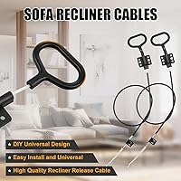 Vista 6 de Cables reclinables para sofá, 2 cables de liberación de repuesto con anillo en D, piezas de repuesto reclinables, longitud expuesta, 4.75 pulgadas