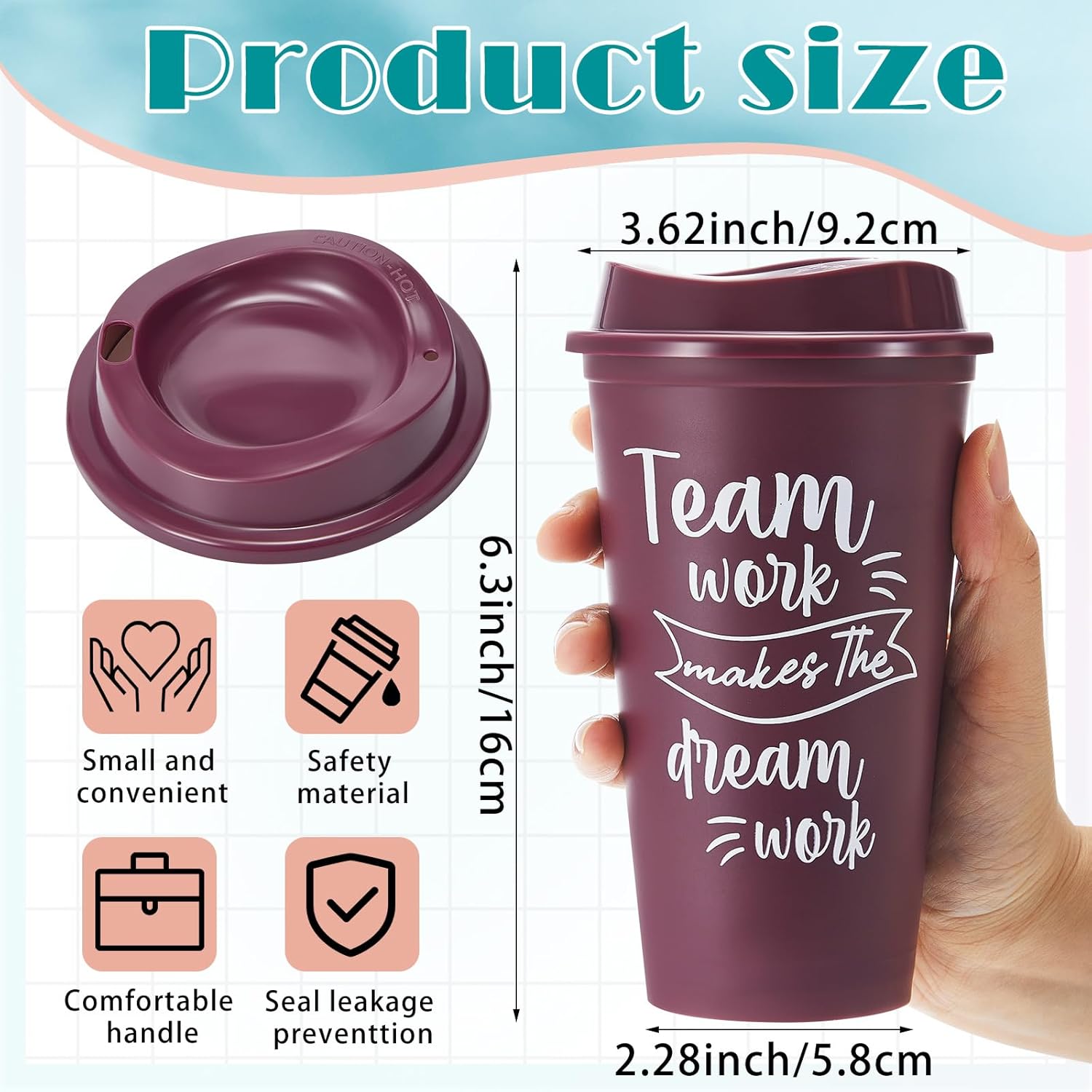 12 Pcs Appreciation Cups Gifts, Team Coffee Mugs for Office Coworkers Employee Staffs, 16 oz Reusable Plastic Cups with Lids, Gifts for Staff at Work (Stylish Color) - Image 2