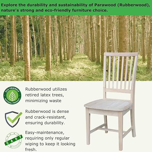 Miniatura 4 de Juego de 2 sillas laterales Mission de 39.2 pulgadas de alto, muebles de comedor de cocina de parawood macizo, sillas elegantes y cómodas para