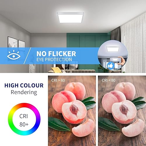 Miniatura 20 de DELIPOP Lámpara de techo de montaje empotrado, 12 pulgadas, 24 W, luz LED cuadrada ultrafina, 6500 K, luz blanca fría de bajo perfil para sala