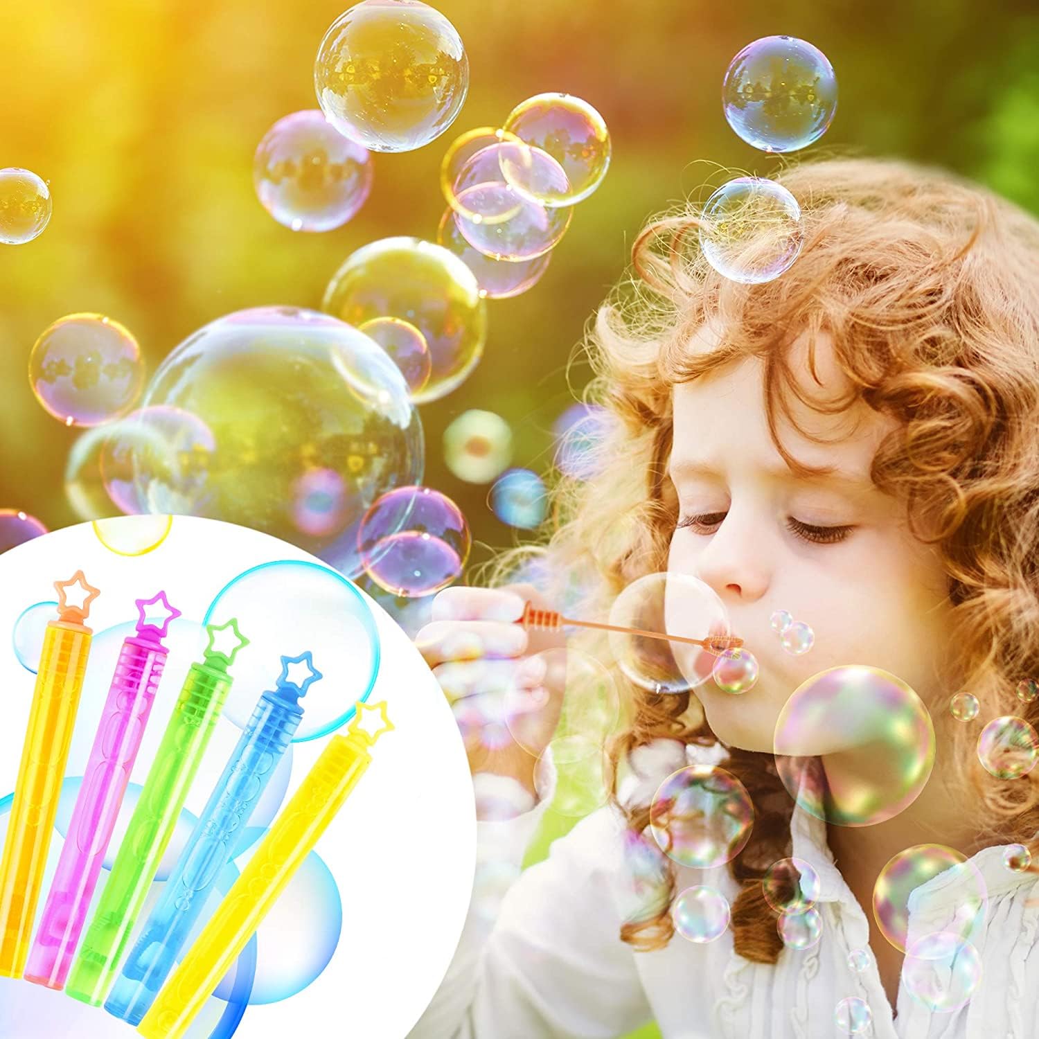 Abeec Bacchette Per Bolle Di Sapone Per Bambini, Confezione Da 50 Mini Flaconi Da 5 Ml, Assortiti In 5 Colori, Ideali Per Bomboniere E Sacchetti Festa, Dai 5 Anni