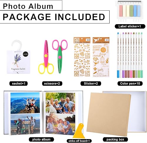Miniatura 5 de Álbum de fotos grande autoadhesivo para fotos de 4 x 6, 5 x 7, 8 x 10, álbumes de fotos de álbumes de recortes, 40 páginas en blanco con kit de