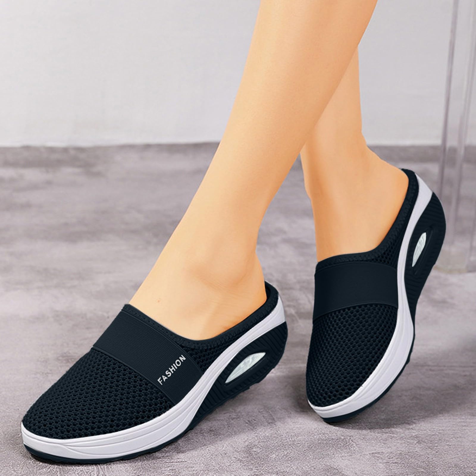 Damen Bequem Slip on Sneakers Mesh Leichte Atmungsaktiv Freizeitschuhe Walkingschuhe Freihändige Sportschuhe Fitness Jogging Outdoor Gym