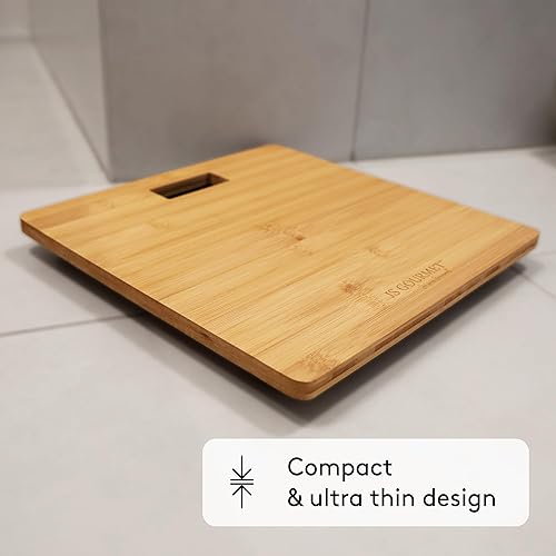 Miniatura 7 de Báscula de bambú de madera para baño con pantalla LCD digital, capacidad máxima de 396 libras, añadiendo un toque elegante y moderno a tu inodoro