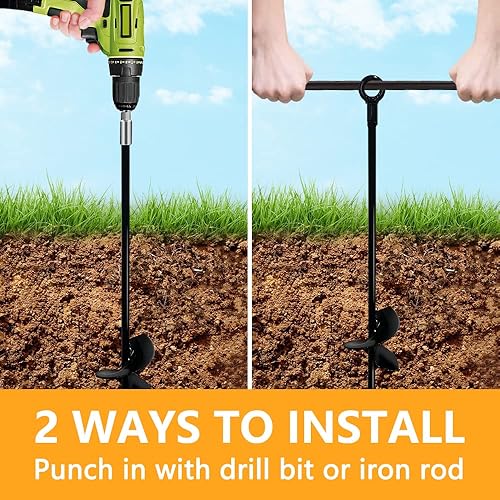 Miniatura 7 de BELLO YON Ground Anchors - Estacas de tienda de campaña de 15 pulgadas resistentes, kit de anclaje para trampolín, triple hélice, anclajes de tierra