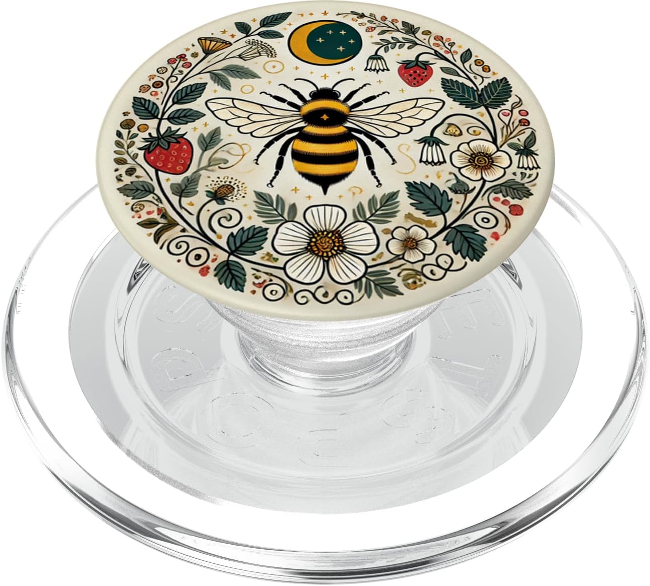 Botanical Bee and Strawberry PopSockets PopGrip for MagSafe