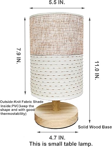 Miniatura 8 de AFORTLO Lámpara de escritorio de mesa, mesa de noche decorativa bohemia de tela pequeña, lámpara de base de madera maciza para dormitorio, sala de