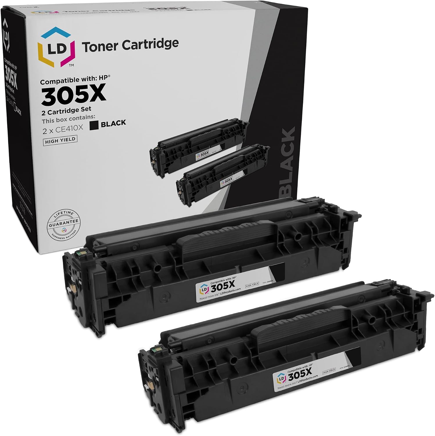 LD Remanufactured Toner Cartridge Replacements for HP 304A CC530A (Black, 2-Pack) Compatible with LaserJet CM2320fxi CM2320n CM2320nf CP2025dn CP2025n CP2025x