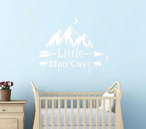 Miniatura 2 de Calcomanías de vinilo con diseño de montañas de la cueva de Little Man, paisaje con animales, calcomanía de estrellas de luna de montaña para cuarto