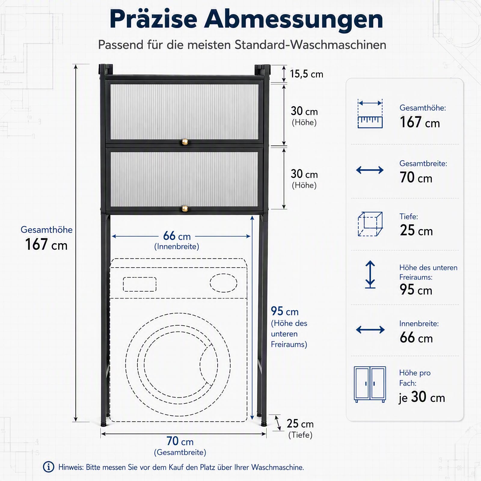 Aufbewahrungsregal mit Schrank,Waschmaschinenschrank Badezimmerschrank für Waschmaschine/Trockner, Waschmaschinen Regal Waschmaschinenschrank,für Küchen, Bäder,Waschküchen,Garagen (Schwarz)