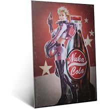Displate Metal Poster Fallout Nuka-Girl Wall Art L | Wall-safe magnetic mounting, no drilling or tools. Easy to mount, artwork, wall decor home living room, bedrooms, offices.