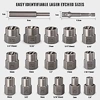 Vista 4 de Topec Juego de 43 extractores de pernos y tornillos, 25 piezas de extractor de tornillos y 18 piezas de extractor de tuercas de perno, para pernos