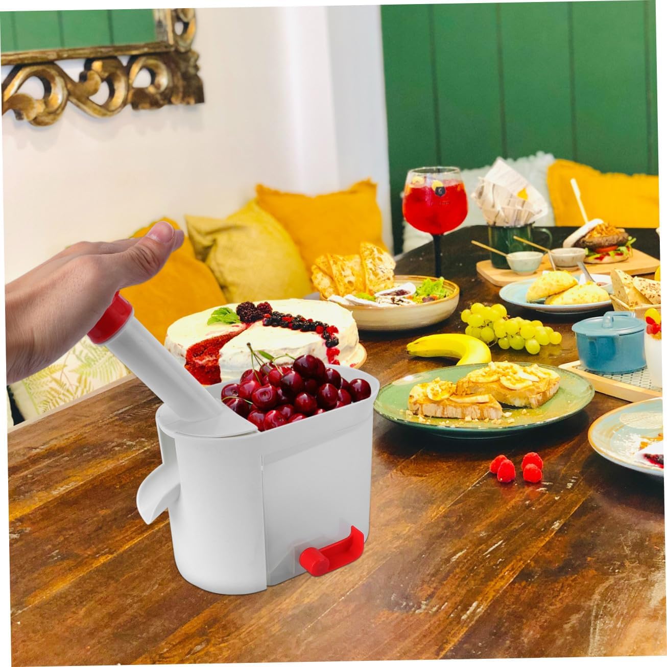 Versatile Fruit De-seeder Tool with Construction Easy Squeeze Cherry Pitter for Grapes and Olives Odorless Multi-function Kitchen Gadget for Safe Fruit Pitting Friendly Use