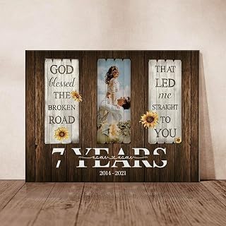7 Year God Blessed The Broken Road Personalized Canvas Wall Art For Home Décor, Full Gallery Wrapped And Framed, Canvas For Bedroom Living Room And Walls Office Décor
