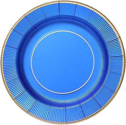 Miniatura 7 de Efavormart - Paquete de 25 platos desechables de 13 pulgadas de color azul rey metálico con rayos de sol, platos de carga de papel resistentes, 350