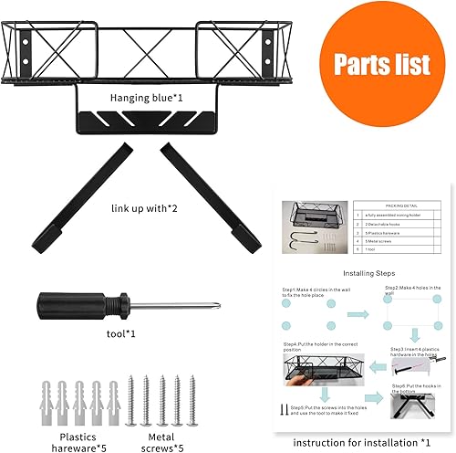 Miniatura 7 de Soporte de pared para tabla de planchar, soporte para tabla de planchar, organización y almacenamiento de decoración de lavandería, con cesta base