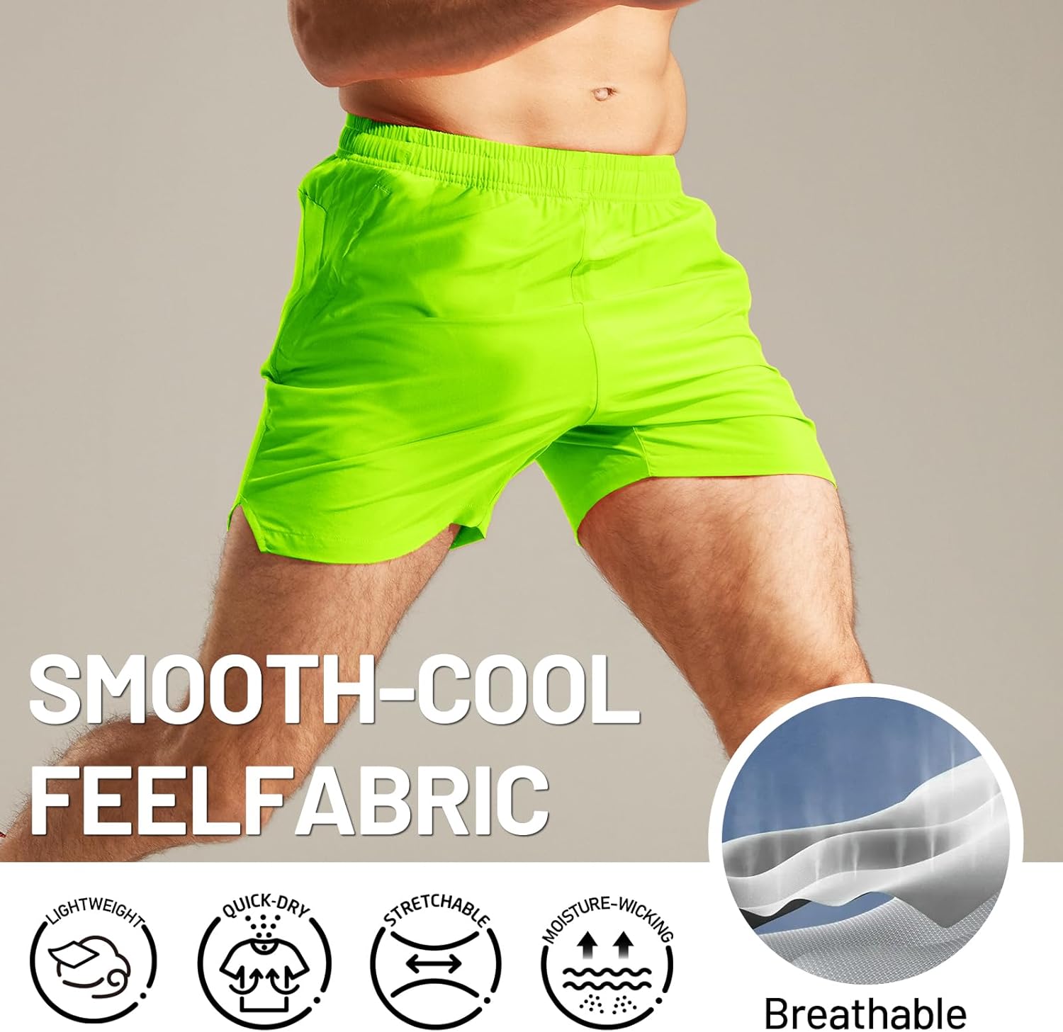 MIER Men's Workout Running Shorts Quick Dry Active 5 Inches Shorts with Pockets, Lightweight, Breathable - Image 5