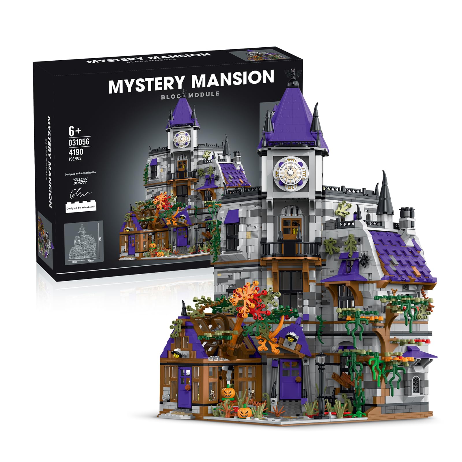 Haunted House Mystery Mansion Building Set for Adults Cartoon Fans Kids, 4190 Pieces Playset with Two-State LED Lights, Christmas Halloween Holiday Festive Decoration Ideal Gift Toys