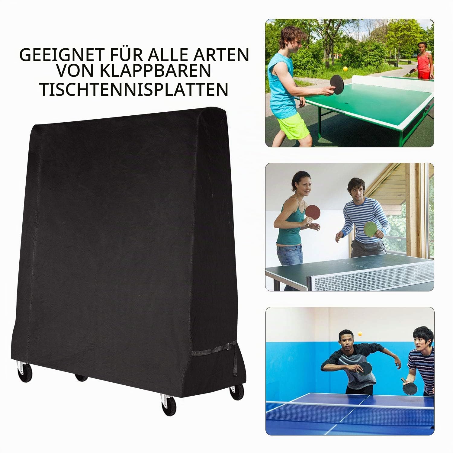 Tischtennis Schutzhülle Wasserdichte Oxford Polyester Abdeckung für Tischtennisplatte vor Nässe und Schmutz 165x70x185cm