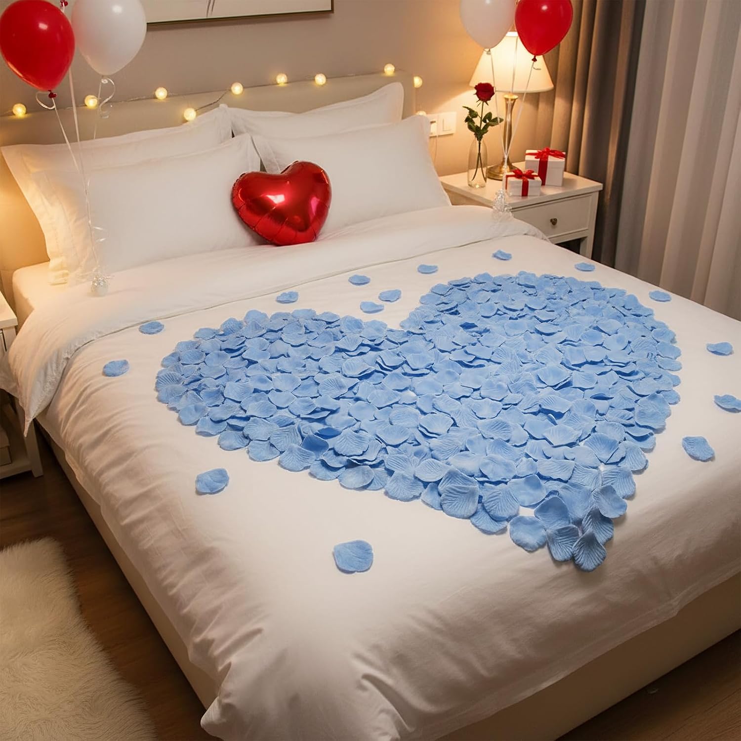 1000 Pcs Rose Petals Artificial Silk Flower Petals Romantic Decorations for Wedding Engagement Birthday Event Anniversary Party Backdrop Supplies Light Blue