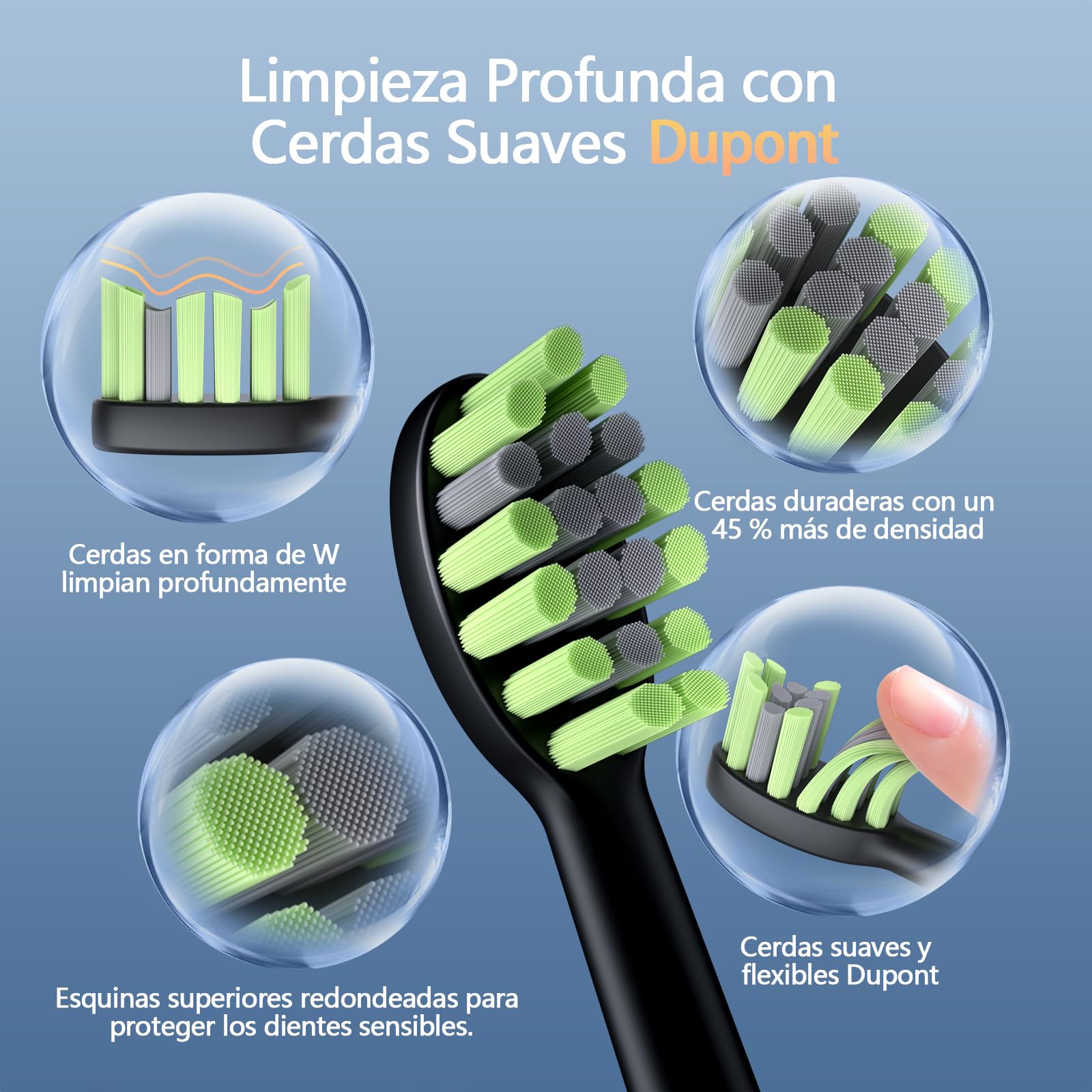 OasiSmile Cepillo de Dientes Electrico Sónico para Adultos, Cepillo Dientes Electrico Recargable con 6 Cabezales, 4 Modos de Limpieza, 120 Días de Autonomía, Temporizador 2 Minutos, 42000 VPM, IPX7