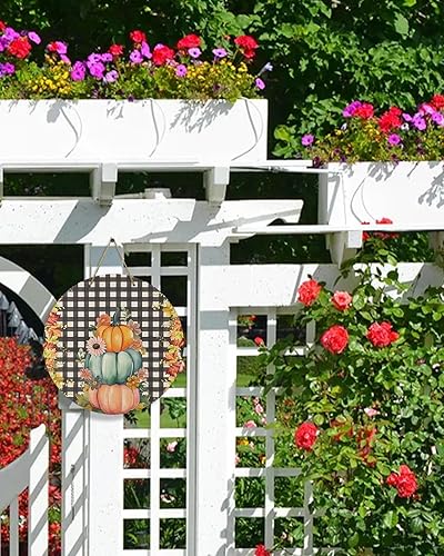 Miniatura 2 de Seasonal Front Door Welcome Sign, Pumpkin Thanksgiving Floral Maple Leaf Round Wood Wreaths Wall Hanging Sign for Outdoor Porch Wall Pediments Home