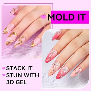 Makartt 3D Gel Nail Art, Clear Non-Sticky 4-in-1 Glux Gel