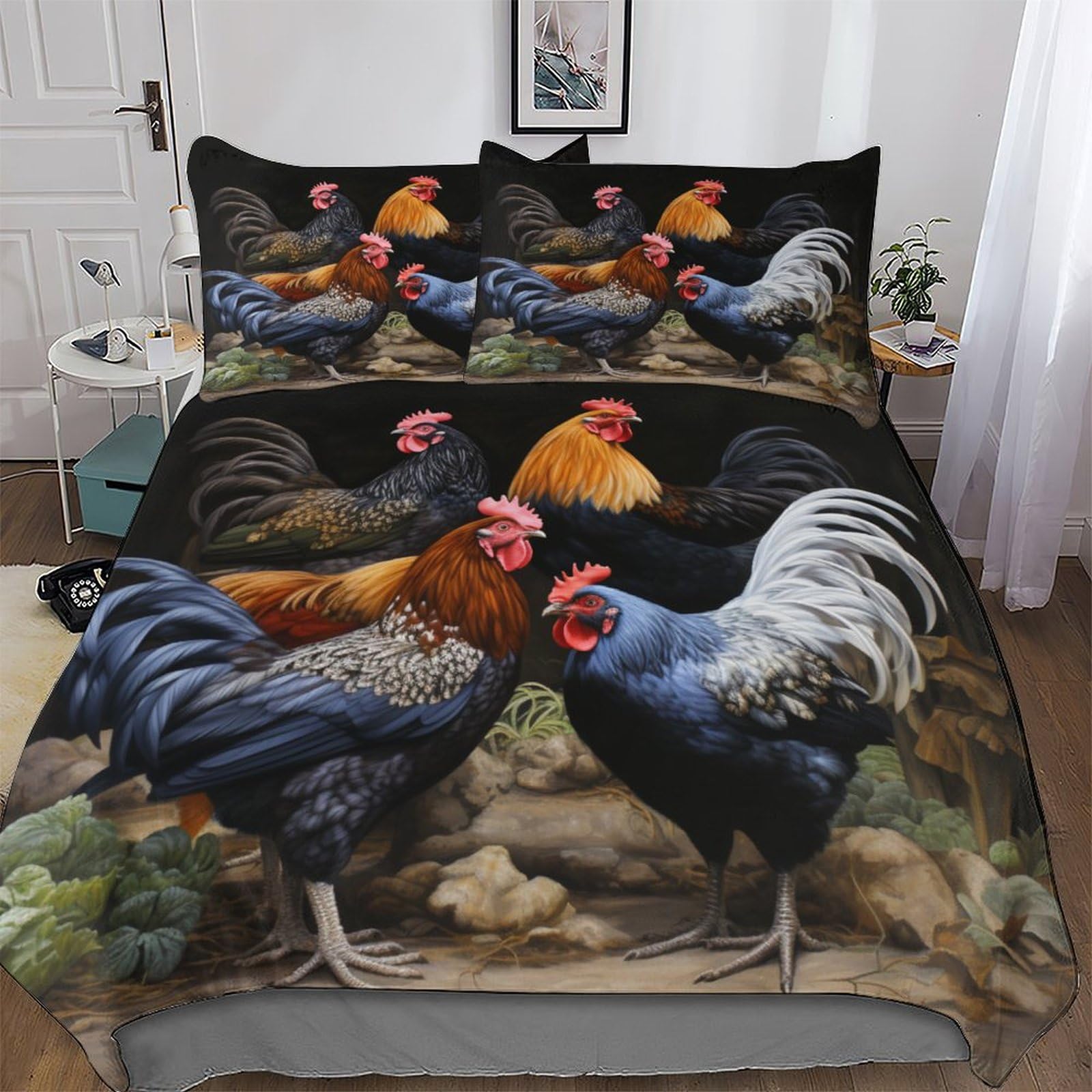 Housse de couette poulet pour lit adulte et enfant créant un cocon de douceur chaleureux