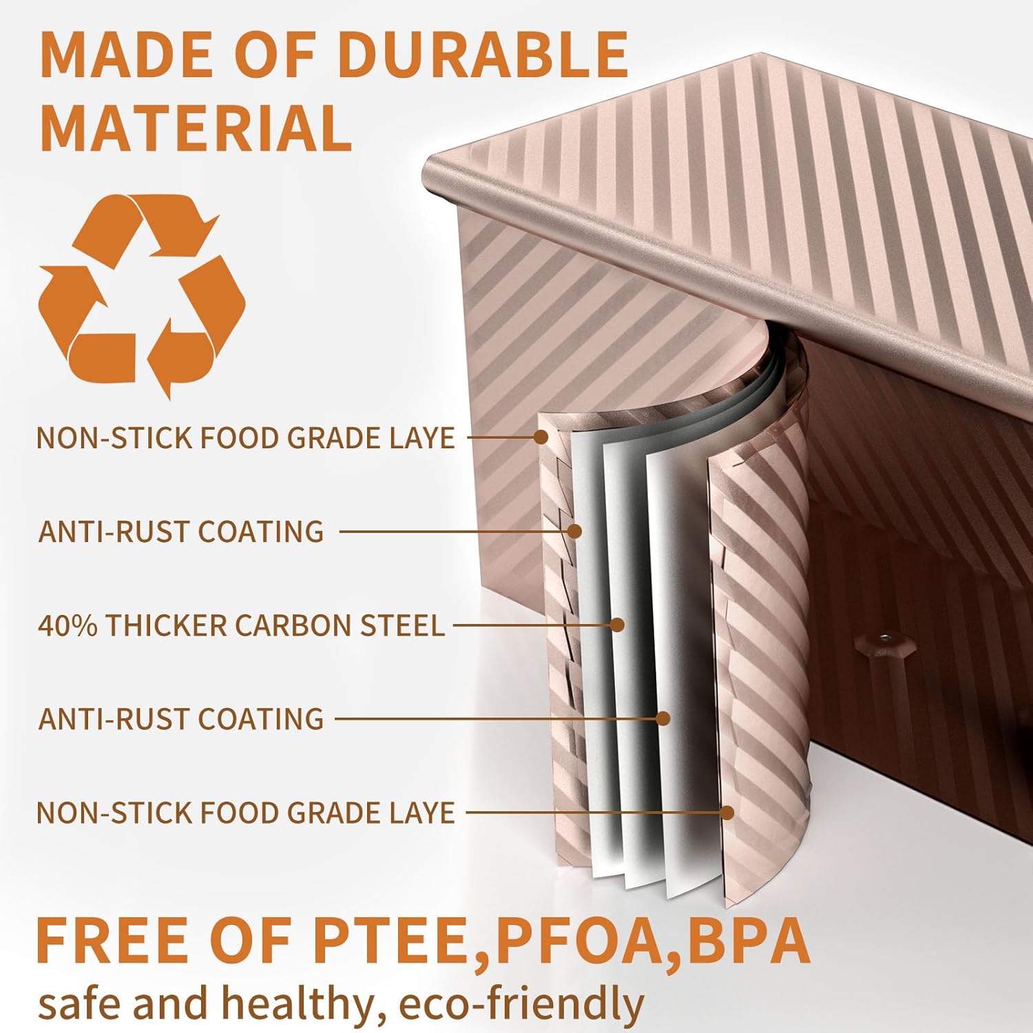 2 Pack Pullman Loaf Pan with Lid – Nonstick Bread Baking Pans for Homemade, Carbon Steel Toast Mold with Cover for Toaster Oven, Gold (1.2 lb & 0.67 lb)