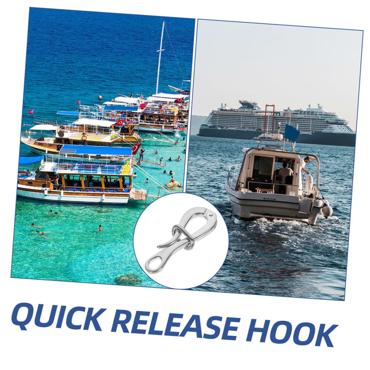 Mipcase 2sets Portable Life Boat Hook Stainless Steel Quick Release Hook Boat Rafts 2pcs*2