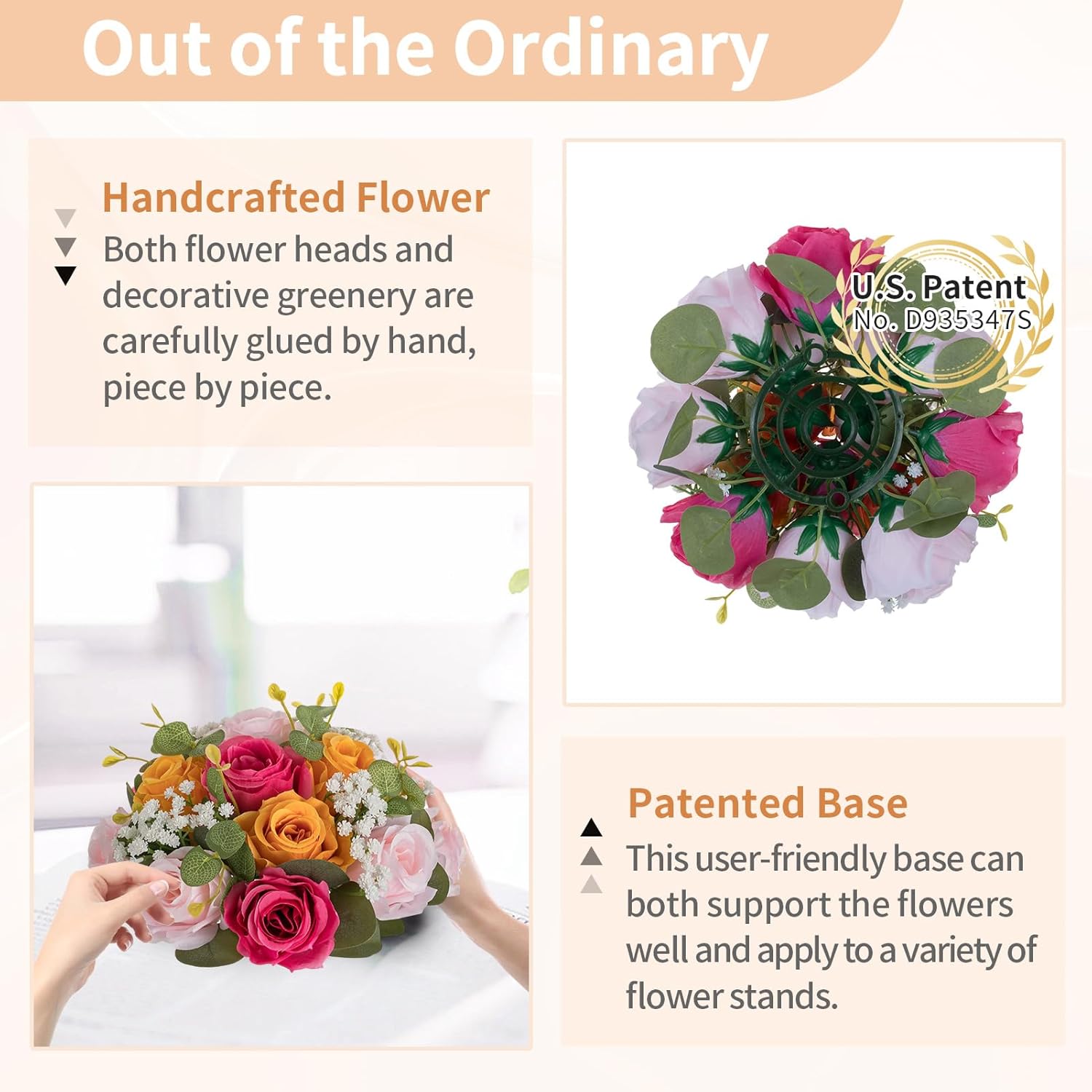 NUPTIO Flower Ball Centerpieces for Tables: 10 Pcs Hot Pink & Orange & Pink Artificial Rose Arrangements for Wedding Party - Faux Floral Baby Breath Kissing Balls for Spring Home Event Decor